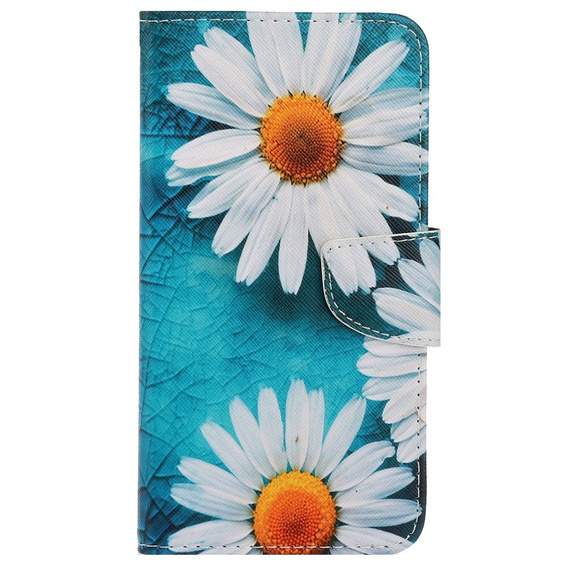 Pattintható tok a Xiaomi Redmi 13C / Poco C65, Wallet, Daisy, kék
