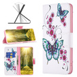 Pattintható tok a Xiaomi Redmi Note 13 5G, Wallet, Butterflies & Flowers fehér