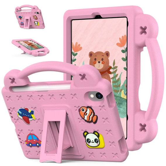 Gyermek tok iPad mini 8.3" 2021 (6 gen.) / iPad mini 8.3" 2024 (7 gen.), Cute Patterns, állvánnyal, rózsaszín