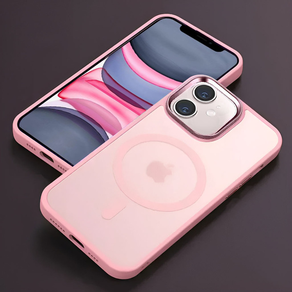 Tok iPhone 11-hoz, MagSafe, ERBORD Matt Case, rózsaszín + képernyőüveg