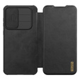 NILLKIN flip tok Samsung Galaxy A56, CamShield Qin Pro, bőr, fekete