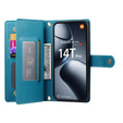Pattintható tok a Xiaomi 14T Pro, Wallet Zipper Pocket, kék