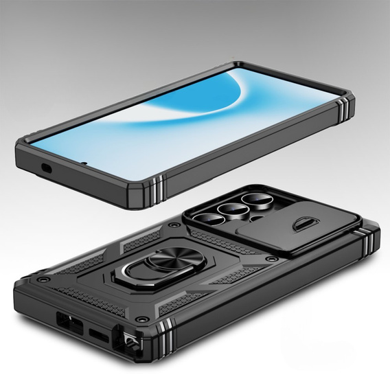 Telefontok a Samsung Galaxy S25 Ultra, KickStand Camera Lens, fekete