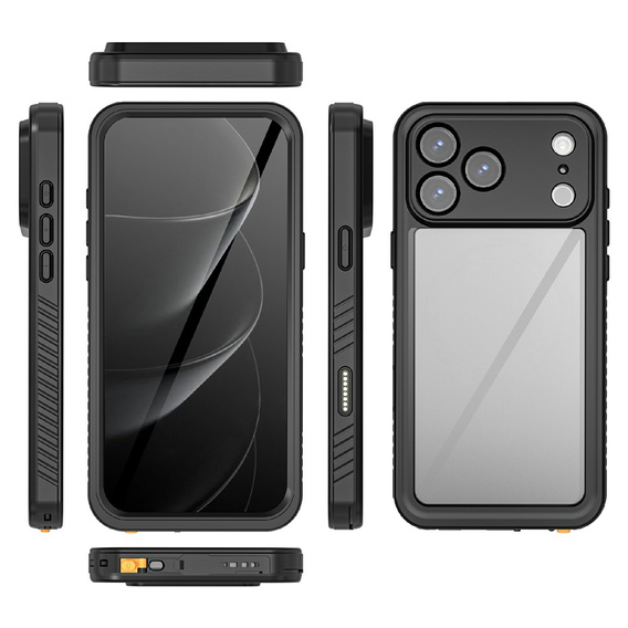 Tok iPhone 17 Pro Max készülékhez, IP68 vízálló Redpepper, fekete
