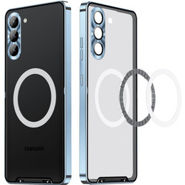 Kameravédő tok Samsung Galaxy S24+ Plus, CamShield MagSafe, átlátszó / kék