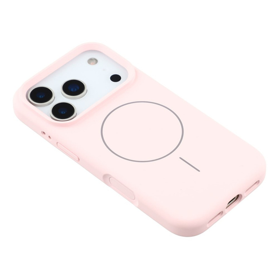 Szilikon tok iPhone 17 Pro Max készülékhez, MagSafe, ütésálló, rózsaszínű