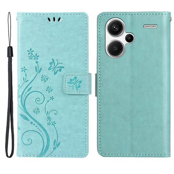 Pattintható tok a Xiaomi Redmi Note 13 Pro+, Butterfly, világoskék