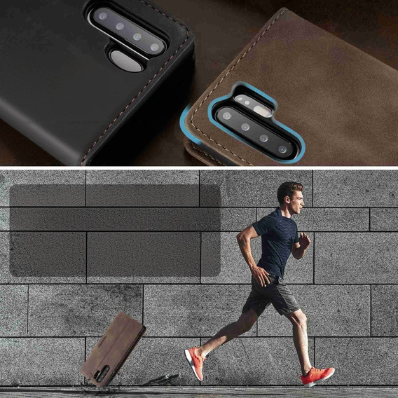 CASEME tok Huawei P30 Pro, Leather Wallet Case, sötétbarna