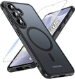 Tok Samsung Galaxy S24-hoz, MagSafe, ERBORD Matt Case, fekete + képernyőüveg