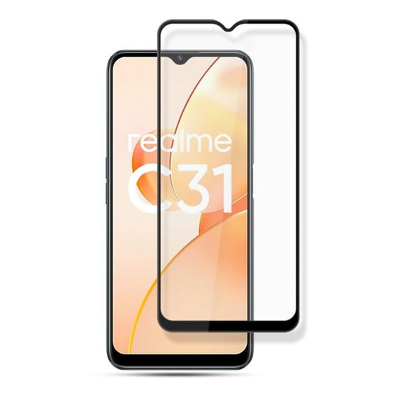 Mocolo Full Glue edzett üveg a következőkhöz Realme C31, fekete keret