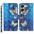 Pattintható tok a Xiaomi Redmi 13C / Poco C65, Wallet, Butterflies kék