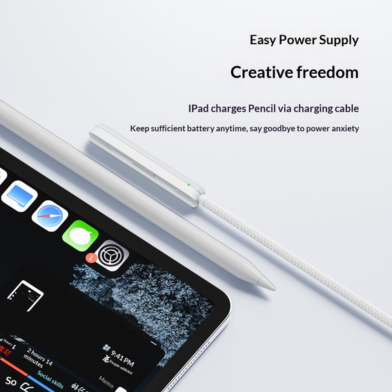 Mágneses USB-C töltőkábel Apple Pencilhez (2. generáció), fehér