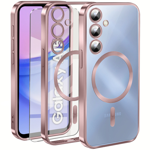Tok Samsung Galaxy A15 4G/5G-hoz, Electro MagSafe, rózsaszín + üveg a képernyőhöz