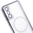 Magnetic Dual Glass MagSafe tok Samsung Galaxy S21+ Plus, ezüst