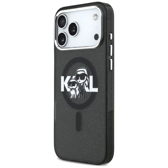 Karl Lagerfeld IML Glitter Karl & Choupette Sketch Logo MagSafe tok iPhone 17 Pro Max készülékhez