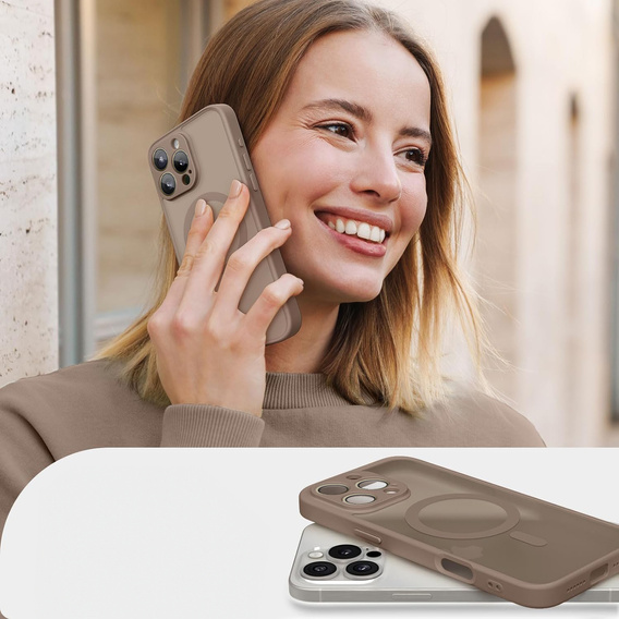 Tok iPhone 16 Pro-hoz, MagSafe, ERBORD Matt Case, desert titanium + képernyőüveg