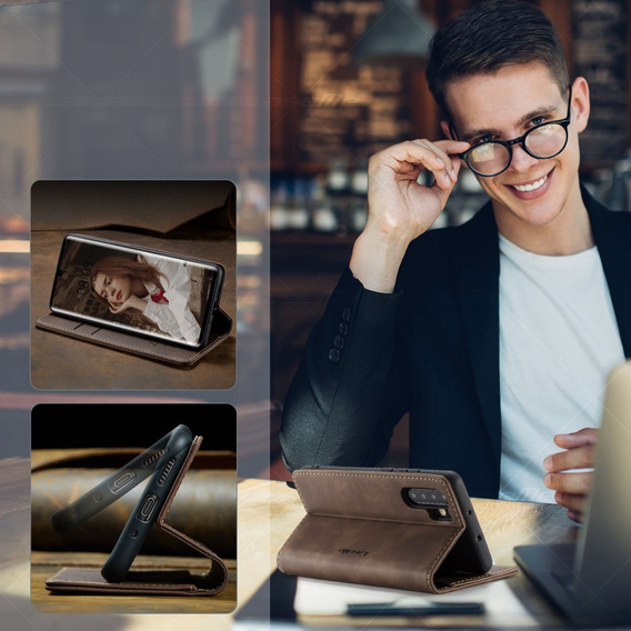 CASEME tok Huawei P30 Pro, Leather Wallet Case, sötétbarna