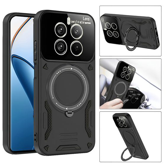 Páncélozott tok a Realme 12 Pro 5G / 12 Pro+ 5G készülékhez, Magnetic Ring, fekete