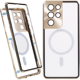 Magnetic Dual Glass MagSafe tok Samsung Galaxy S21 Ultra, arany
