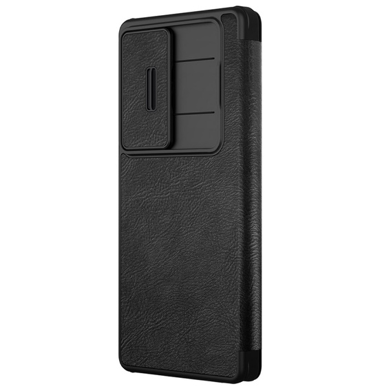 NILLKIN flip tok Samsung Galaxy S25 Ultra, CamShield Qin Pro, bőr, fekete