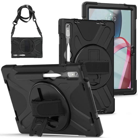 Páncélozott tok Lenovo Tab P11 Pro Gen 2 TB132FU TB132XU 11.2" iPad Pro 12.9 1, védő 360, hely a tollnak, fekete