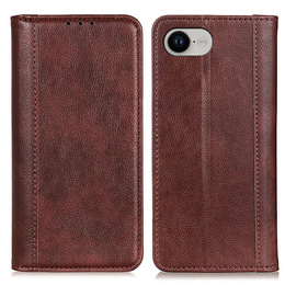 Telefontok a Iphone 16E, Wallet Litchi Leather, barna