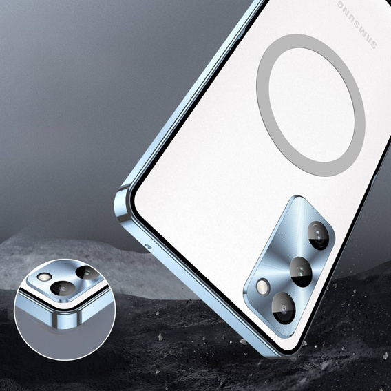 Kameravédő tok Samsung Galaxy S20 FE, CamShield MagSafe, átlátszó / kék