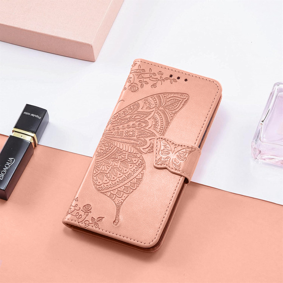 Pattintható tok a Xiaomi Poco F7 Pro, Butterfly, rózsaszín rose gold
