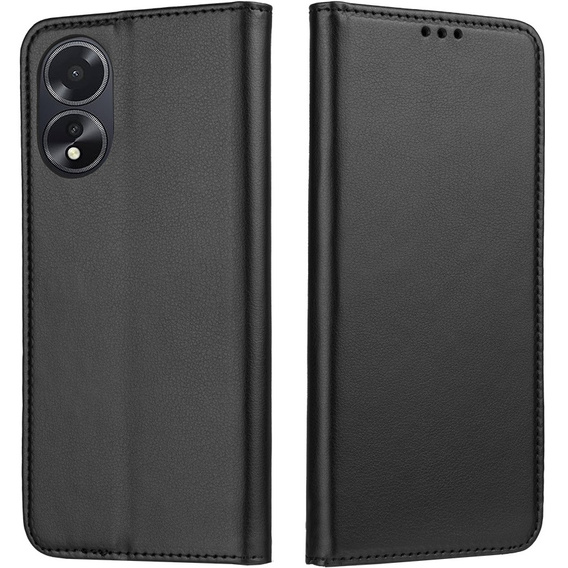 Pattintható tok a Oppo A18 4G / A38 4G, Smart Magnetic, fekete + 9H üveg 