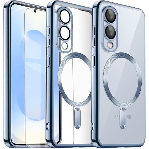 Tok Samsung Galaxy S25 Edge-hoz, Electro MagSafe, kék + üveg a képernyőhöz