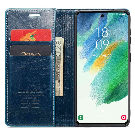CASEME flip tok Samsung Galaxy S21 FE, Waxy Textured, kék