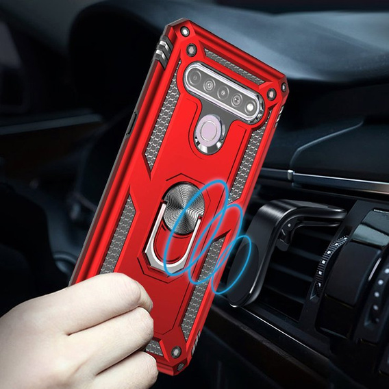 Páncélozott telefontok a LG K61, Nox Case Ring, piros