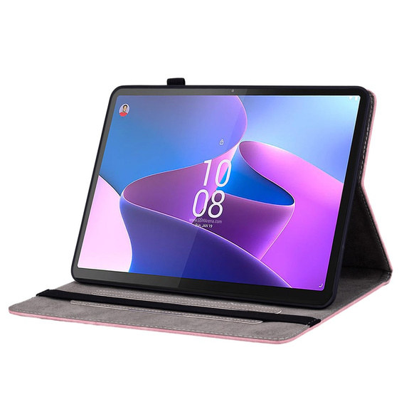 Pattintható tok Lenovo Tab P12, flower, világos rózsaszín