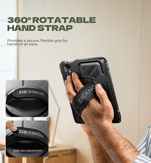 Dexnor 360° tok pánttal és tolltartóval iPad mini 8.3" 2021 (6. generáció) / iPad mini 8.3" 2024 (7. generáció) számára