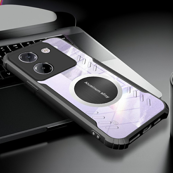 Tok Xiaomi Poco M7 Pro 5G, mágneses lemezzel, átlátszó / fekete