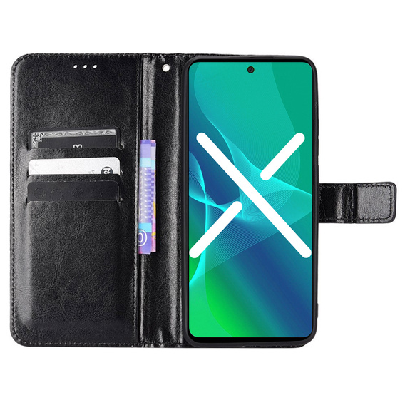 Pattintható tok a Motorola Moto E20/E30/E40, Crazy Horse Wallet, fekete