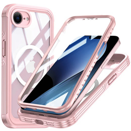 Tok iPhone 16E-hoz, Shockproof, üveggel, MagSafe-hoz, rózsaszín