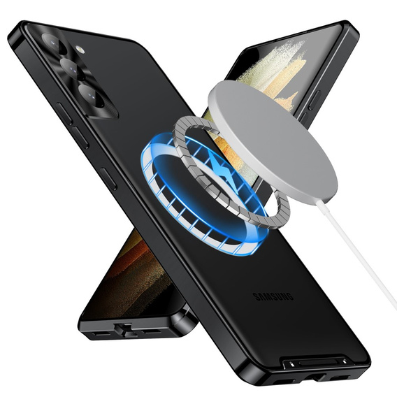 Kameravédő tok Samsung Galaxy S21 FE 5G, CamShield MagSafe, átlátszó / fekete