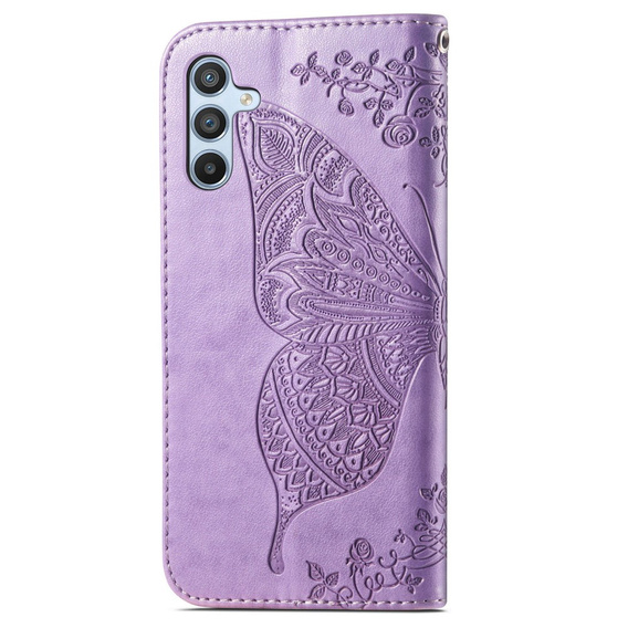 Pántos tok Samsung Galaxy A17 5G, pénztárca, pillangó, lila