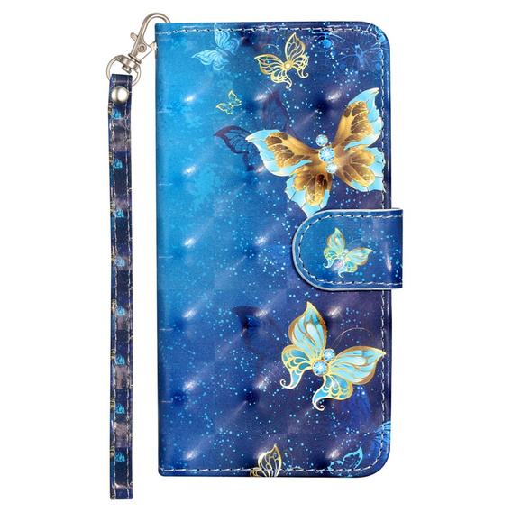 Pattintható tok a Samsung Galaxy A35 5G, Wallet, Butterflies kék