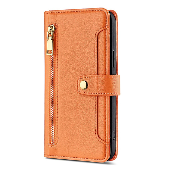 Pattintható tok a Oppo Reno8 T 4G, Wallet Zipper Pocket, narancssárga