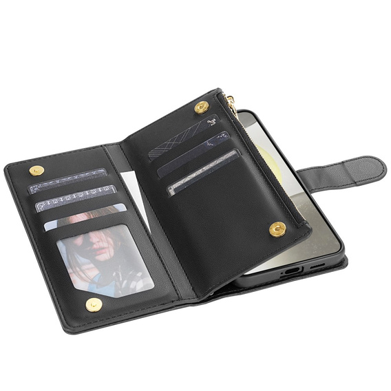 Flap tok Samsung Galaxy S25 Edge, Rhombus Crossbody Leather, fekete