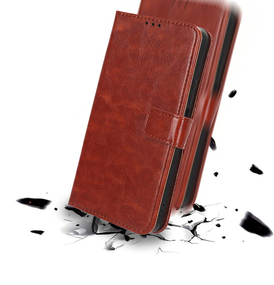 Pattintható tok a Realme 14 5G / Realme 14T 5G, Crazy Horse Wallet, barna