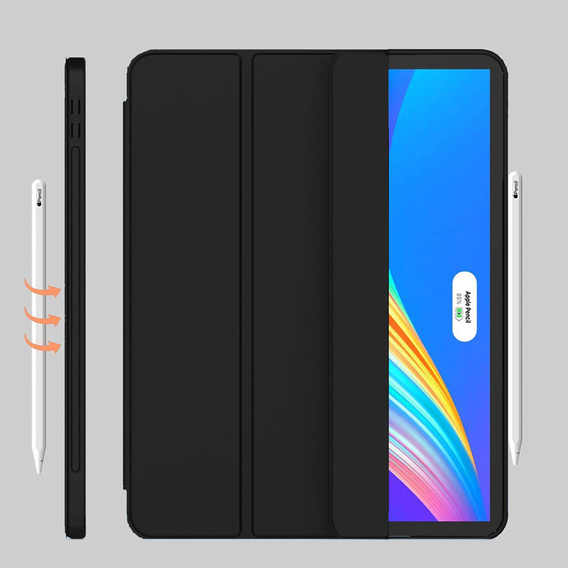 Tok iPad Pro 12.9" 2022/2021/2020 (6/5/4 gen.), Smart Pencil, tolltartóval, fekete