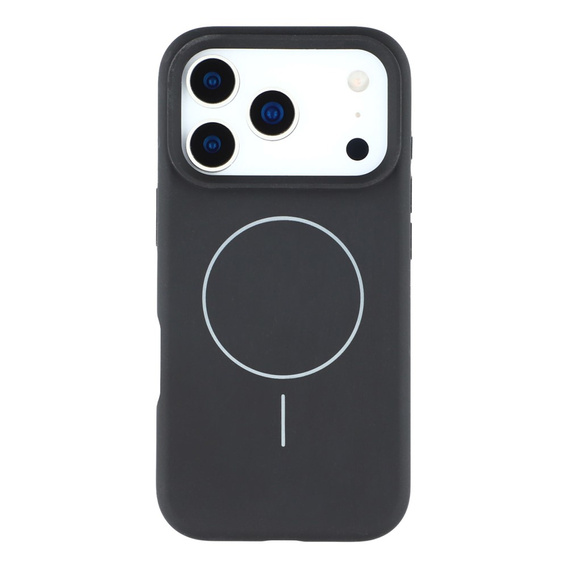 Szilikon tok iPhone 17 Pro készülékhez, MagSafe, ütésgátló, fekete