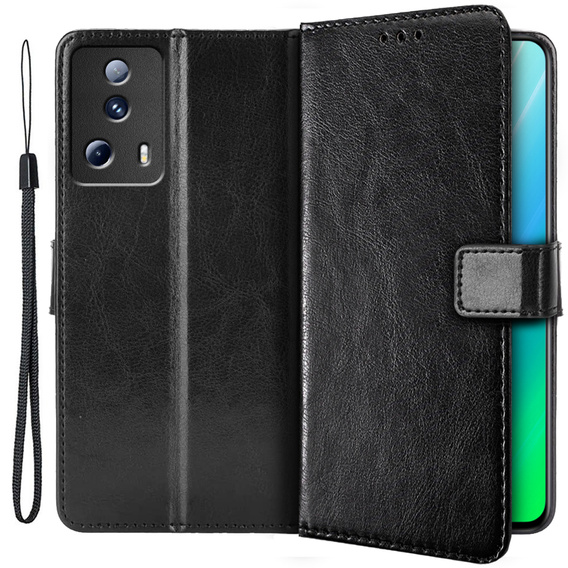 Pattintható tok a Xiaomi 13 Lite, Crazy Horse Wallet, fekete