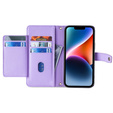 Pattintható tok a iPhone 15 Pro Max, Wallet Zipper Pocket, lila
