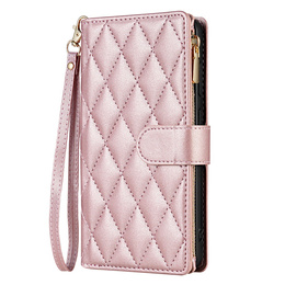 Flap tok Samsung Galaxy A56 5G, Rhombus Crossbody Leather, rózsaszín rose gold