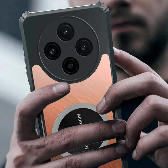 Tok Oppo Reno 12F / 12S, mágneses lemezzel, átlátszó / fekete