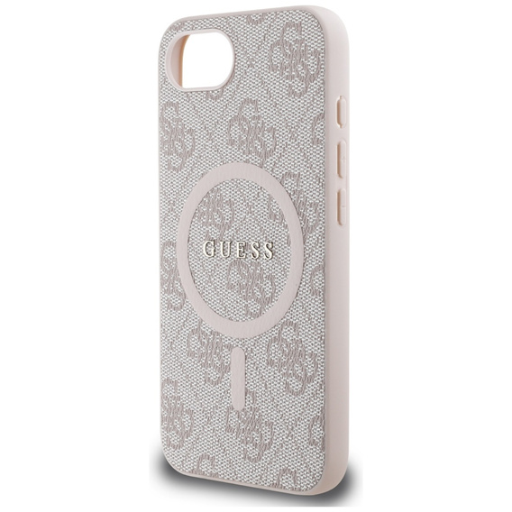 Guess HC MagSafe PU 4G gyűrűs klasszikus logós tok iPhone 16e-hez
